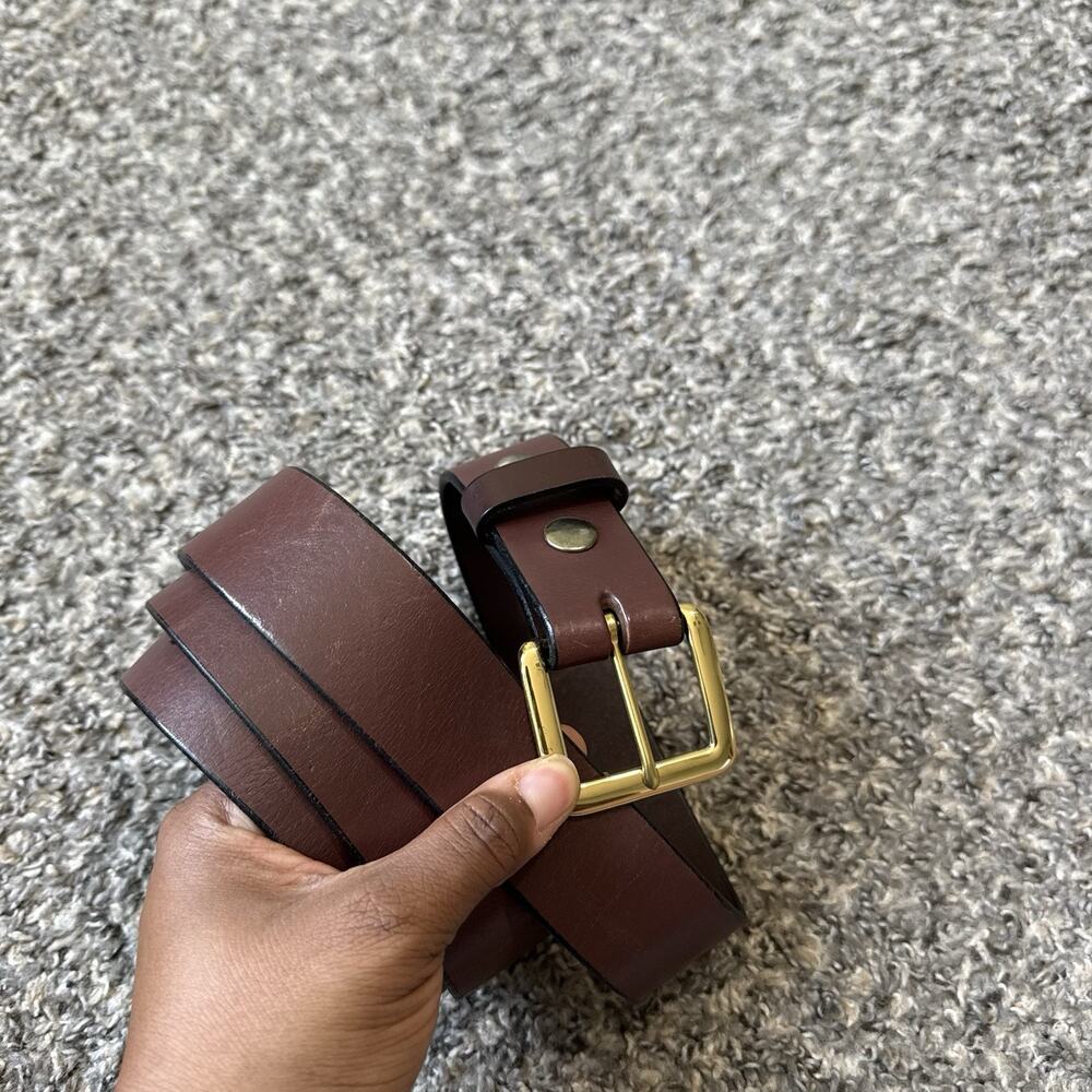 Vintage Men’s Thick Leather Belt Size 48 Brown Work